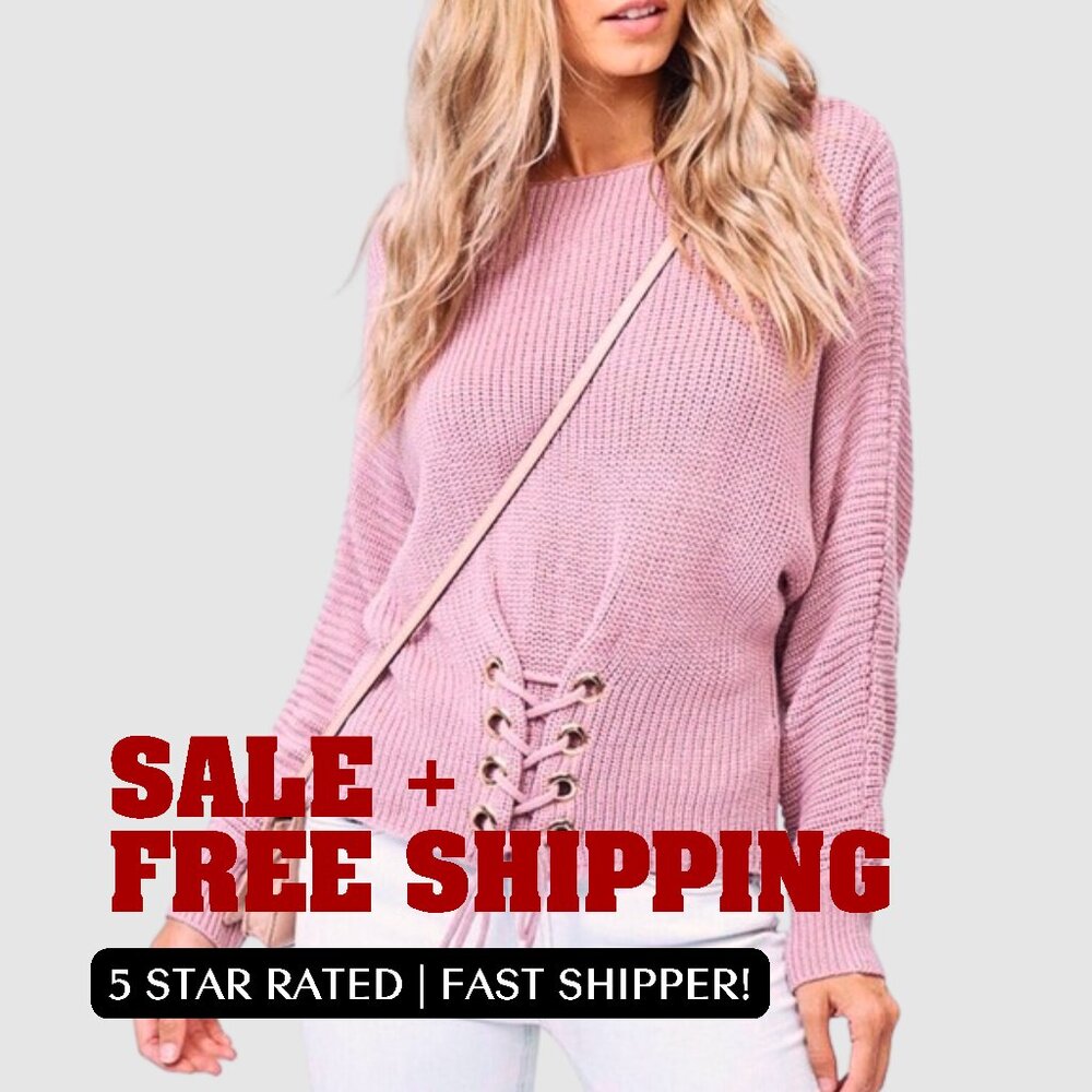 1L left! Mauve, Lace Front BF Sweater - Picture 3 of 9